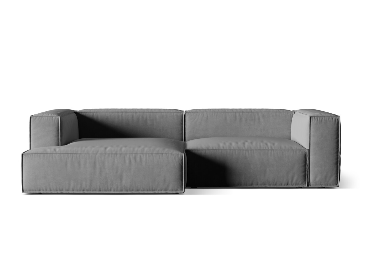 Coltar modular stanga 4 locuri, Nuria-88, Micadoni Home, 292x147x72 cm, catifea, gri Colțare